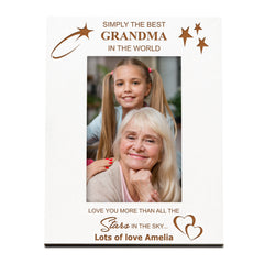 Simply The Best Grandma Personalised White Photo Frame Gift Photo Frame ukgiftstoreonline
