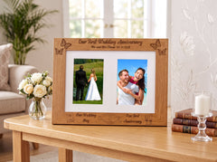 Personalised Our First Anniversary Double Wooden Photo Frame Gift Anniversary Photo Frame ukgiftstoreonline