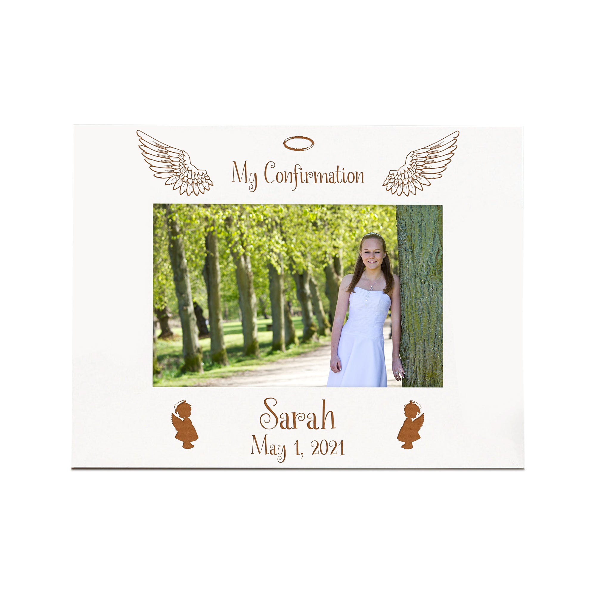 Personalised Girl's First Holy Confirmation White Wooden Photo Frame Gift Family Photo frame ukgiftstoreonline