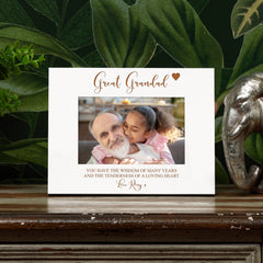 Personalised Great Grandad White Wooden Photo Frame Gift Family Photo frame ukgiftstoreonline