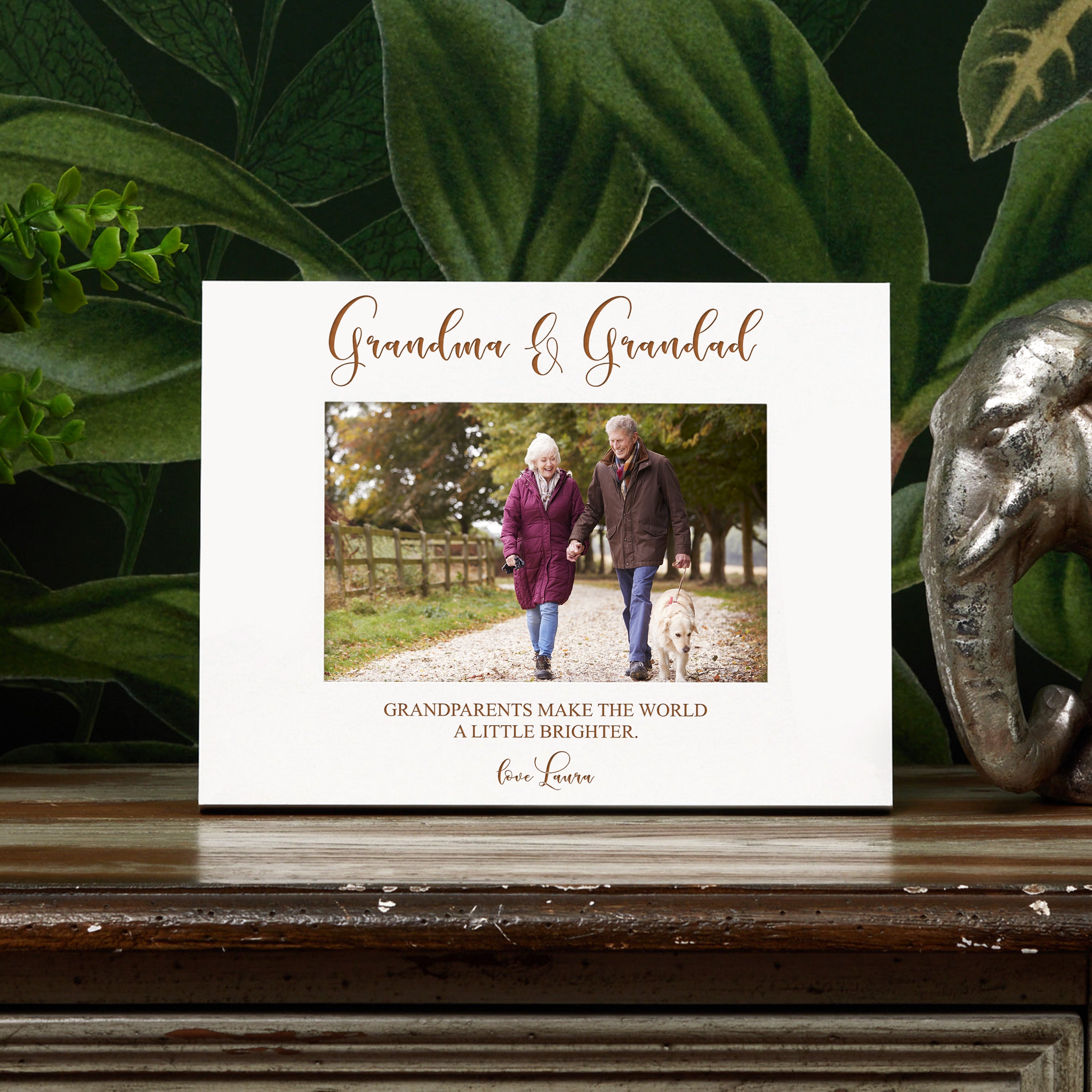 Personalised Grandma and Grandad White Wooden Photo Frame Gift Family Photo frame ukgiftstoreonline
