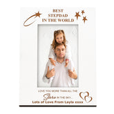Personalised Best Stepdad White Wooden Photo Frame Gift