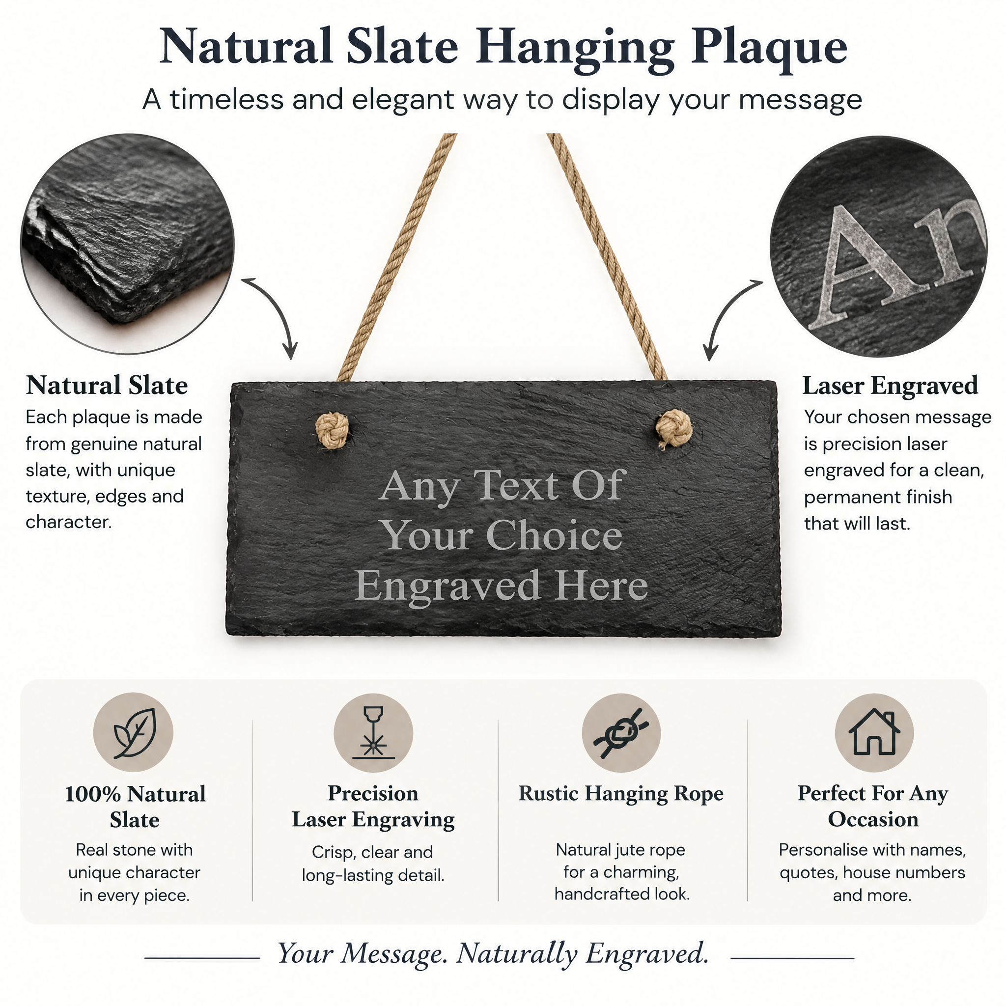 Engraved Slate Plaque, Personalised Rectangle Sign, Outdoor Ready Personalised Slates ukgiftstoreonline