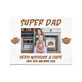 Super Dad Comic Style Personalised White Photo Frame Gift