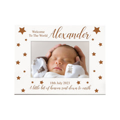 Personalised Welcome To The World Baby White Wooden Photo Frame