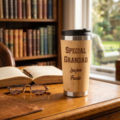 Bamboo Travel Mug For Grandad | Insulated Coffee Cup With Spill Resistant Lid – 420ml Eco Friendly Mug Personalised Mugs ukgiftstoreonline