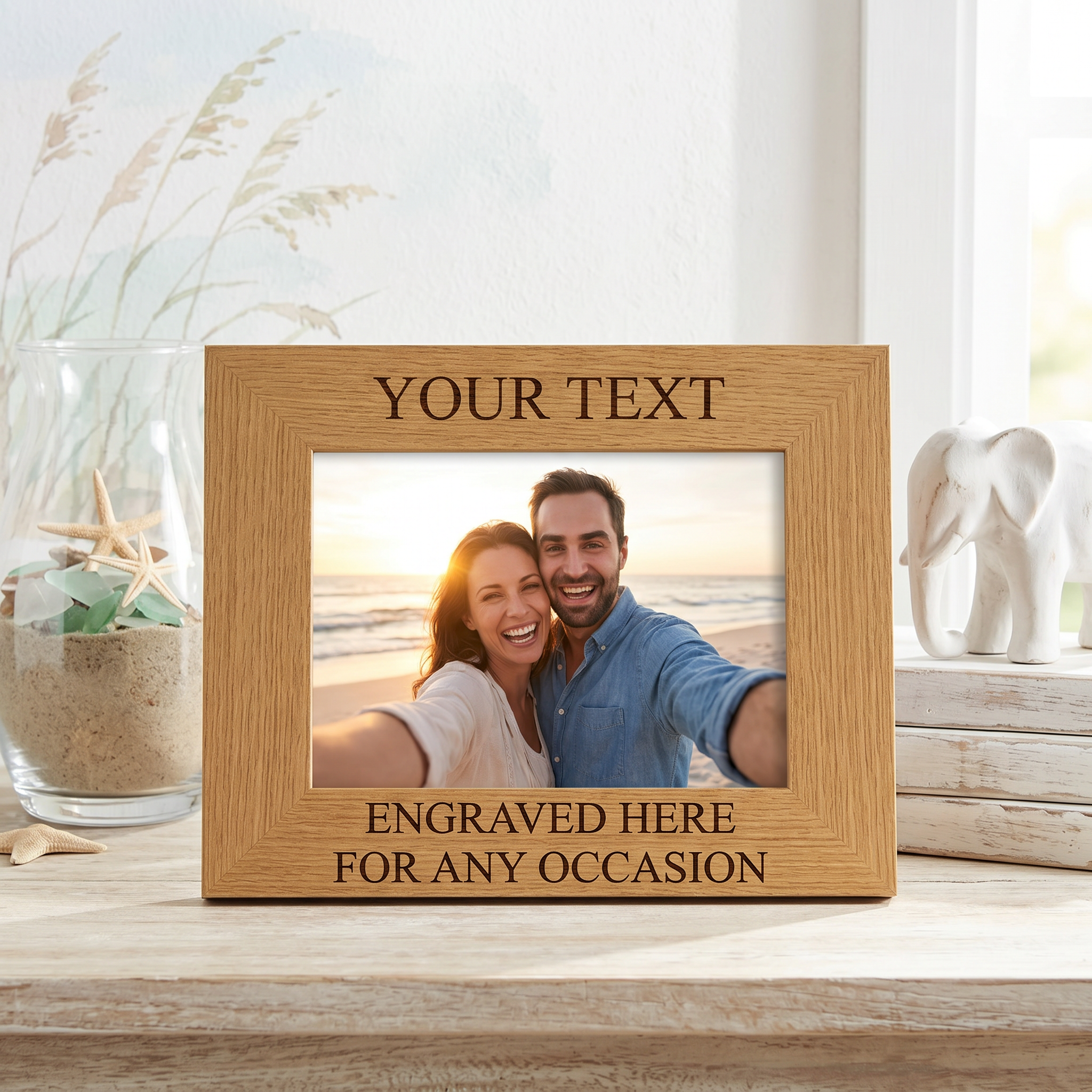 Personalised Wooden Photo Frame – Laser Engraved Bespoke Picture Gift ukgiftstoreonline Landscape 4 x 6 Inch