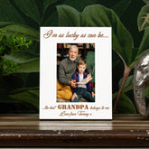 Personalised Best Grandpa Belongs To Me White Wooden Portrait Photo Frame Gift
