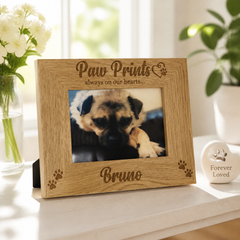 Personalised Pet Dog Photo Frame Remembrance Cat Puppy Paw Prints Pet Photo Frame ukgiftstoreonline