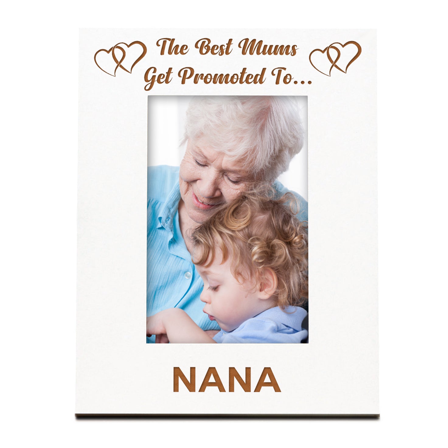 White Engraved Nana To Be Photo Frame Gift Best Mums Get Promoted Photo Frame ukgiftstoreonline