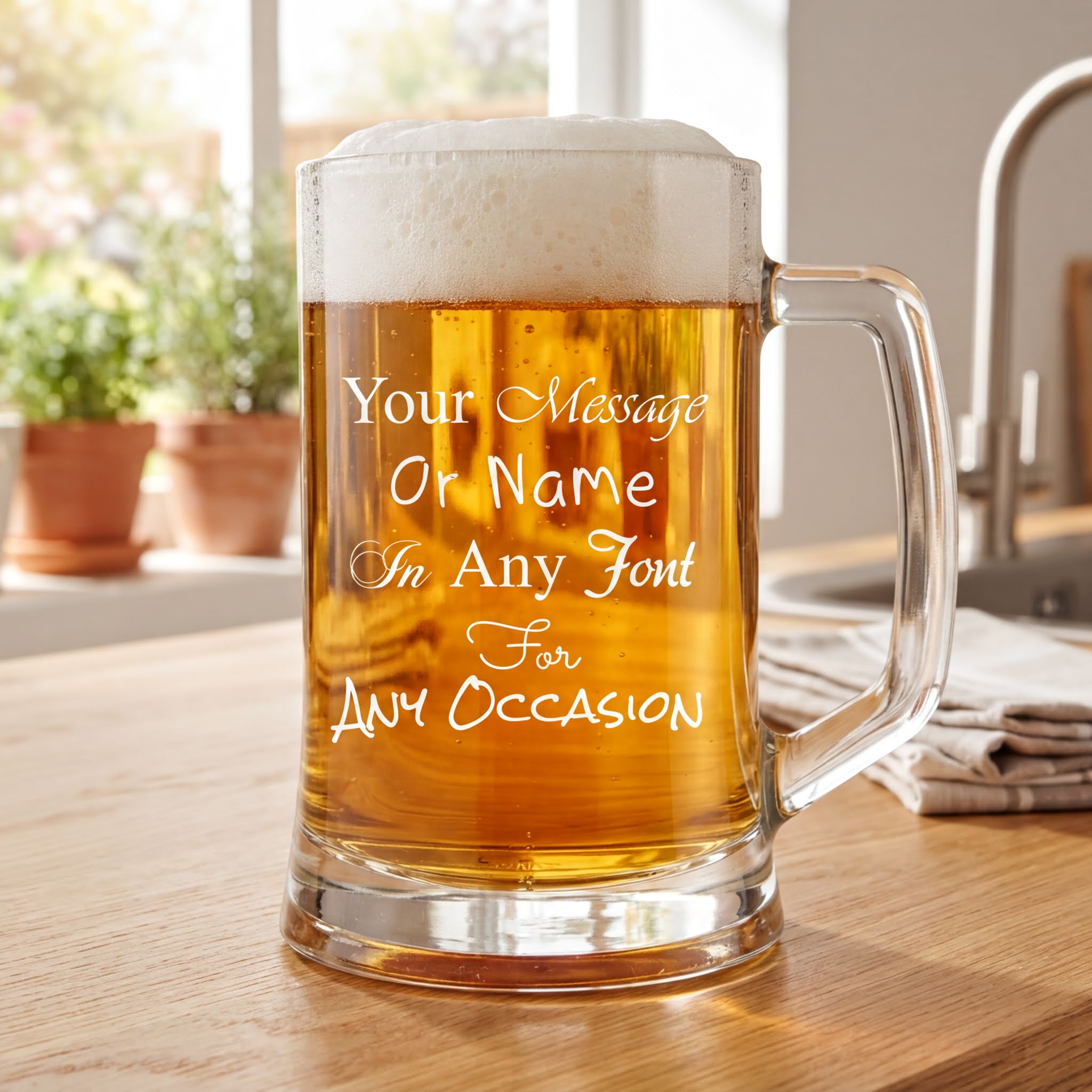 Personalised Engraved Beer Stein Glass, 510ml Capacity, Laser Engraved, Dishwasher Safe, Gift Boxed personalised beer glasses ukgiftstoreonline