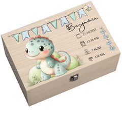Personalised Wooden Baby Memory Keepsake Box With Cute Animals