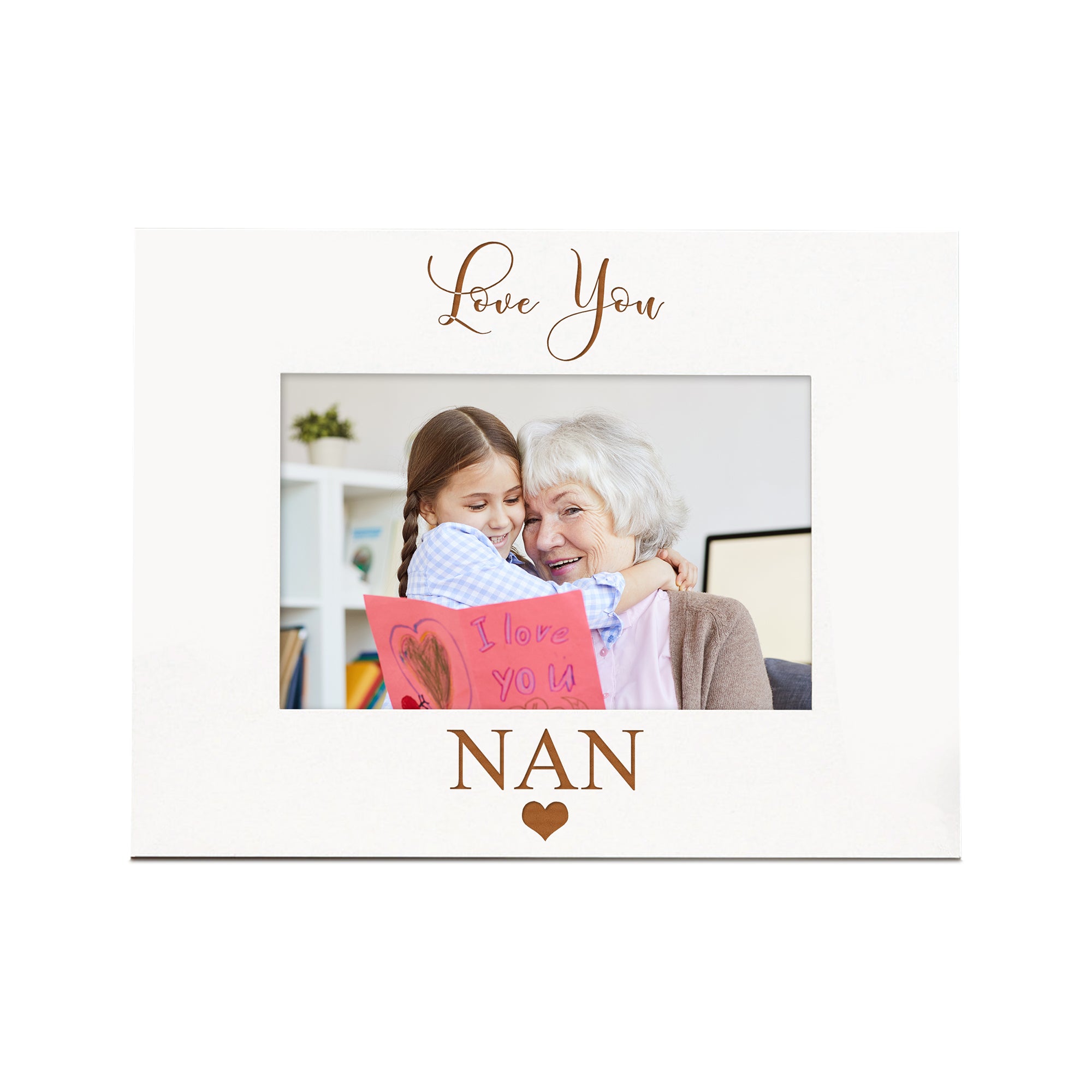 Love You Nan White Wooden Engraved Photo Frame Gift Family Photo frame ukgiftstoreonline