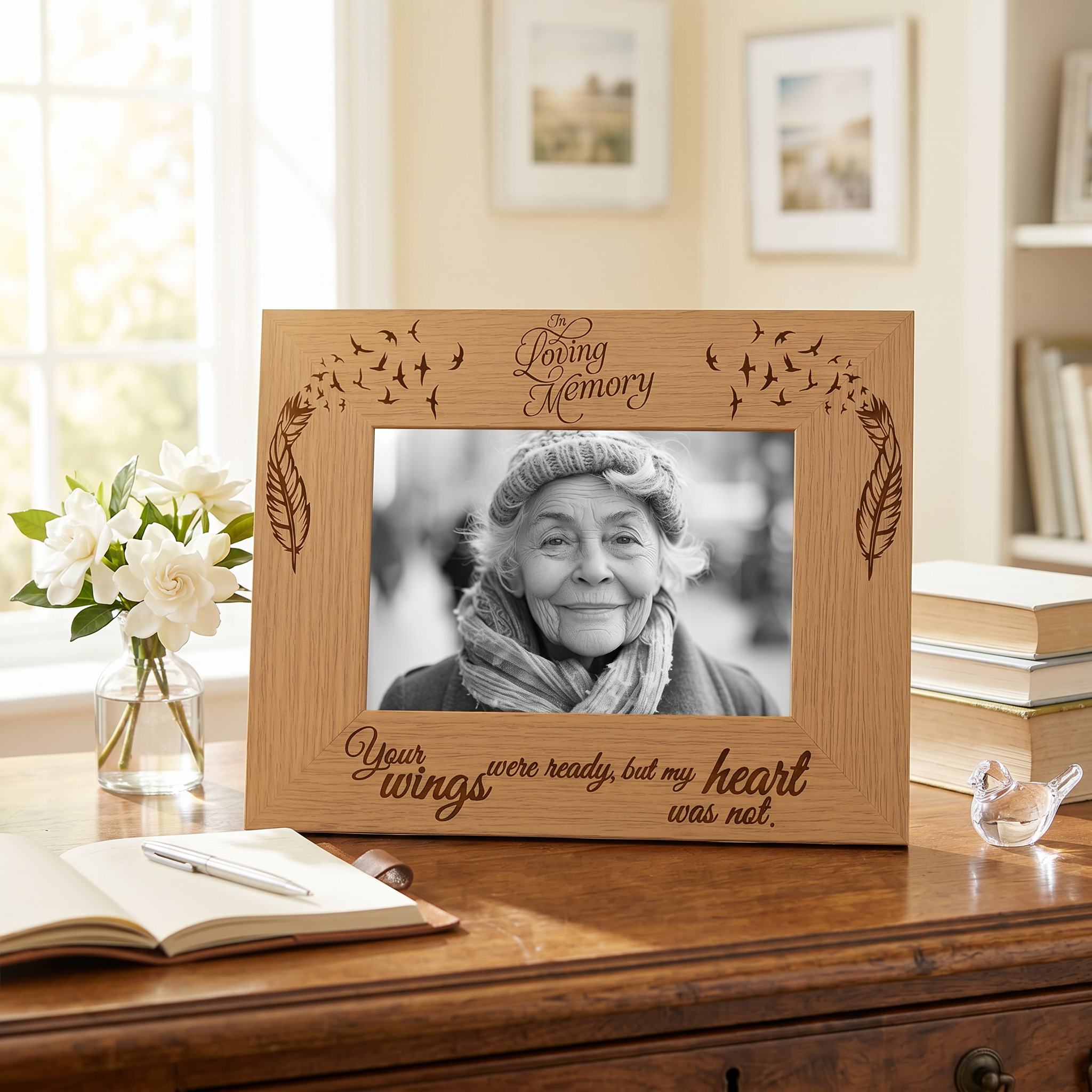 Remembrance Photo Frame – Wooden Memorial Picture Frame With Engraved Tribute Photo Frame ukgiftstoreonline