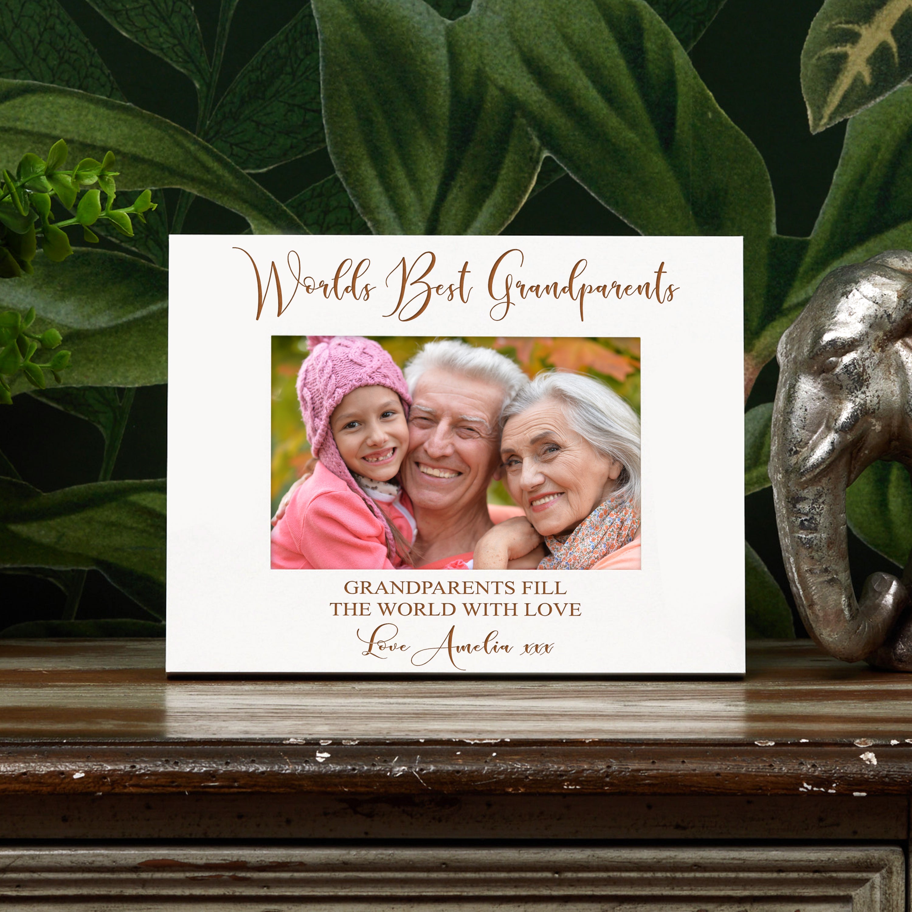 Personalised Worlds Best Grandparents Gift White Wooden Photo Frame Family Photo frame ukgiftstoreonline