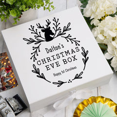 ukgiftstoreonline Personalised Christmas Eve Box With Reindeer Wreath Design