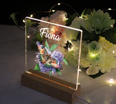 Personalised Butterfly On Wildflower Gift Night Light Bedroom Personalised Heart Gifts ukgiftstoreonline