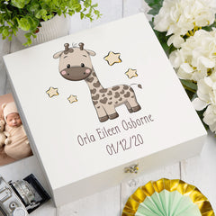 ukgiftstoreonline Personalised Baby Gift Keepsake Memory Box With Baby Giraffe