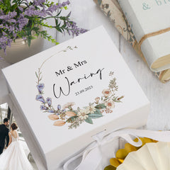 Wedding Day Gift Personalised Keepsake Memory Box With Wildflowers