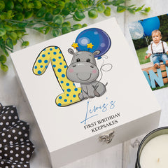 ukgiftstoreonline Personalised 1st birthday gift box baby boy keepsake memory box