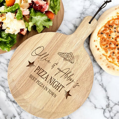 Large Personalised Pizza Night Paddle Wooden Serving Board, Personalized Pizza Board, For Couples New Home Anniversary etc