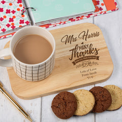 Personalised Many Thanks Teacher Wooden Drink Serving Board ukgiftstoreonline