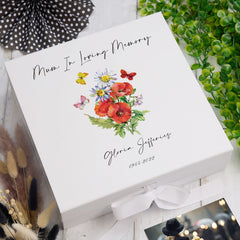 Personalised Mum Remembrance Keepsake Memory Box Butterflies and Flowers