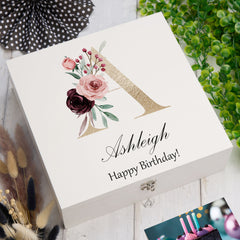 ukgiftstoreonline Personalised Gold Letter Monogram Keepsake Memory Box Keepsake Memory Box ukgiftstoreonline