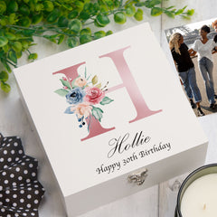 ukgiftstoreonline Personalised Pink Letter Monogram Keepsake Memory Box