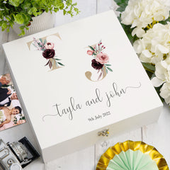 ukgiftstoreonline Personalised Initials Wedding Keepsake Memory Box Keepsake Memory Box ukgiftstoreonline Wood Box Large