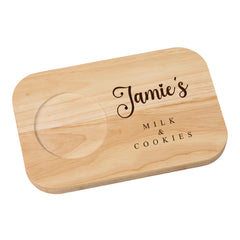 Personalised Wooden Milk and Cookies Serving Board With Name and Sentiment