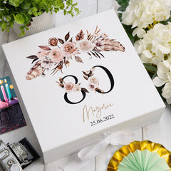 ukgiftstoreonline Personalised Boho Style Any Age Birthday Keepsake Memory Box Gift