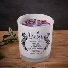 Beautiful Embellished Brother Memorial Remembrance Personalised Candle Gift