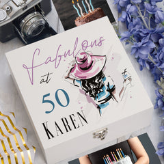 Personalised Fabulous at 18th, 21st, 30th, 40th, 50th, 60th Any Age Birthday Gift Keepsake Memory Box