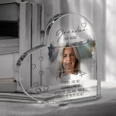 Grandma Memorial Keepsake | Acrylic Block Remembrance Heart with Photo | Bereavement Sympathy Condolence Gift | 10x10x2cm
