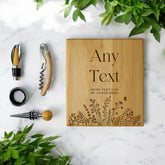Personalised Wine Accessory Gift Set Engraved With Wildflowers Any Text Any Occasion ukgiftstoreonline Bamboo