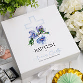 ukgiftstoreonline Personalised Baptism Blue Cross Keepsake Memory Box Gift