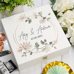 Personalised Wedding Keepsake Memory box Gift With Wreath