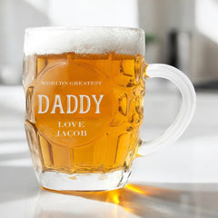 Personalised Engraved Daddy Dimple Beer Mug Glass Gift