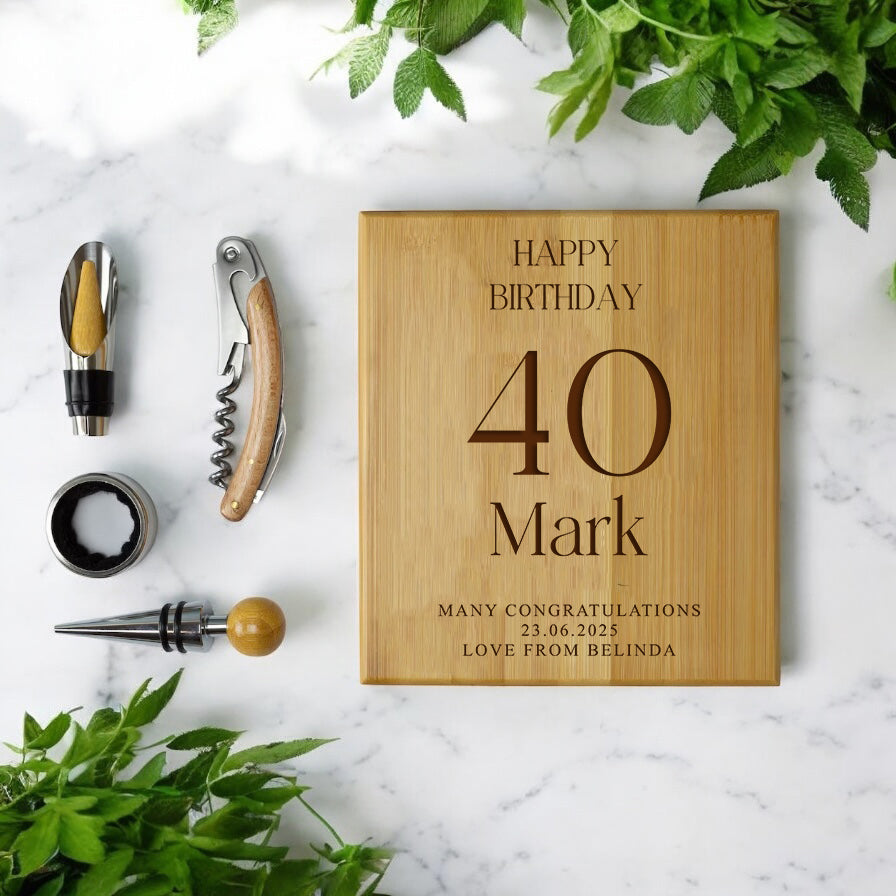 Wine Accessory Gift Set Personalised Engraved Wine Gift Set For Birthdays 30th 40th 50th 60th ukgiftstoreonline Bamboo