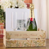 Personalised Leaf Design Wedding Crate, Wooden Crate, Wedding Hamper Decoration