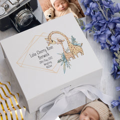 Personalised Baby Keepsake Memory Box Cute Giraffes UV-817