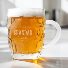 Personalised Engraved Grandad Dimple Beer Mug Glass Gift