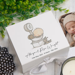 ukgiftstoreonline Personalised Cute Baby Keepsake Memory Box Gift With Hand Drawn Elements