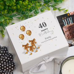 Personalised 40th Birthday Keepsake Memory Box Gold Presents