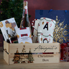 Personalised Christmas Crates With Trees Christmas Box