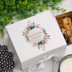 ukgiftstoreonline Personalised Wedding Wreath Design Keepsake Memory Box