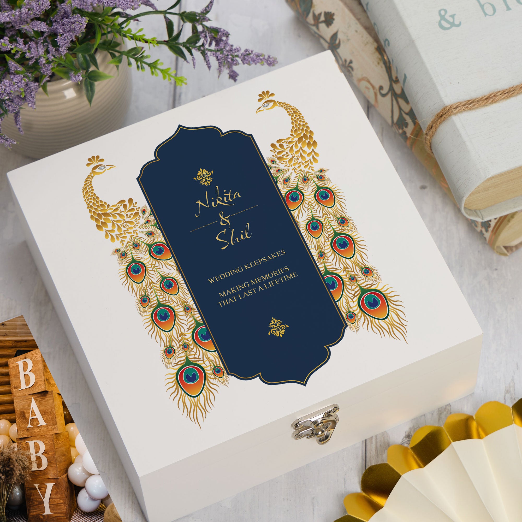 ukgiftstoreonline Personalised Indian Themed Wedding Keepsake Memory Box Keepsake Memory Box ukgiftstoreonline