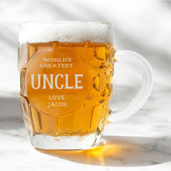 Personalised Engraved Uncle Dimple Beer Mug Glass Gift