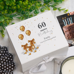 Personalised 60th Birthday Keepsake Memory Box Gold Presents